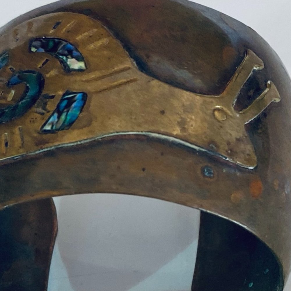 Vintage Luciano Mechoen Mexican Cuff Bras Bracelet - Picture 15 of 16